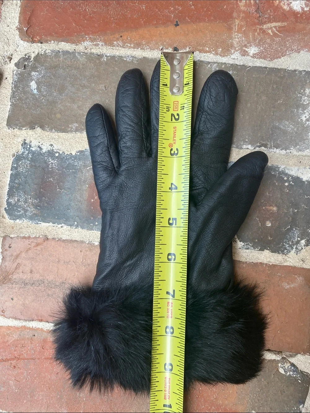 Neiman Marcus Leather & Fur Gloves with Cashmere Lining